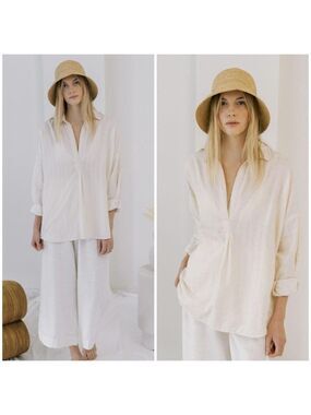 Laude The Label Oversized Long Line Tunic in Ivory